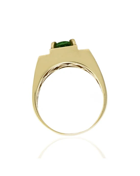 Gentleman's Tsavorite and Diamond Ring in Gold - Image 4