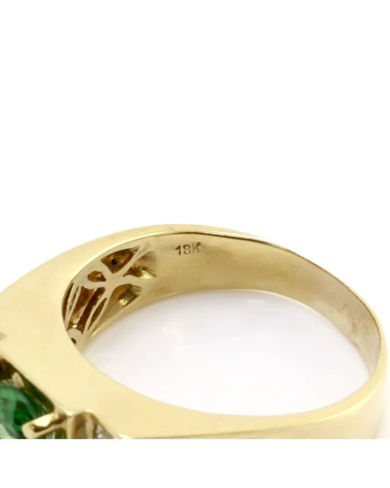 Gentleman's Tsavorite and Diamond Ring in Gold - Image 5