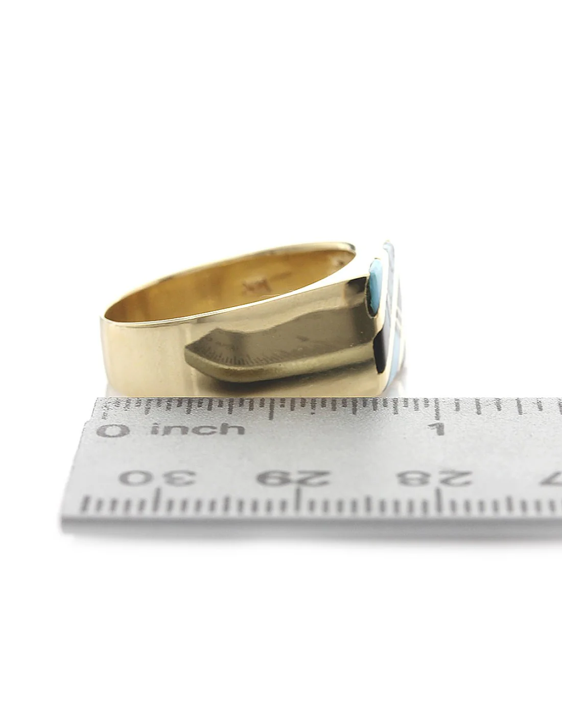 Gentlemans Turquoise and Black Onyx Inlay Ring - Image 3