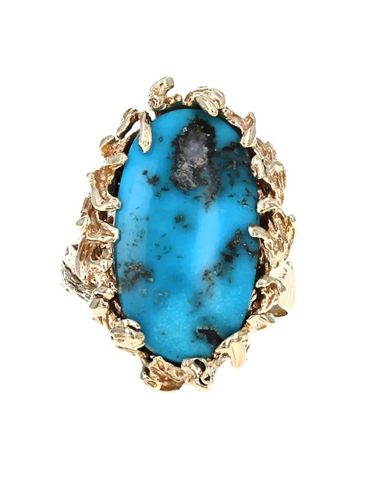 Gentleman's Turquoise Free Form Ring in Gold - Image 2
