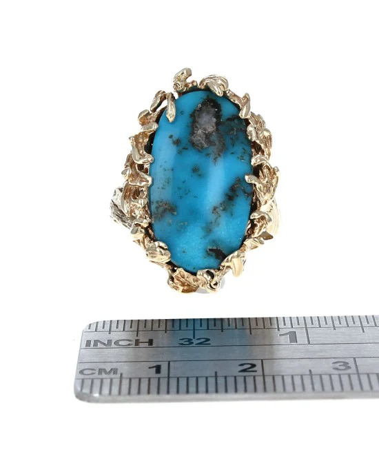 Gentleman's Turquoise Free Form Ring in Gold - Image 3