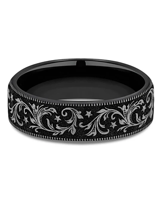Gentlemen's Barrel Script European Comfort Fit Band in Titanium - Image 2