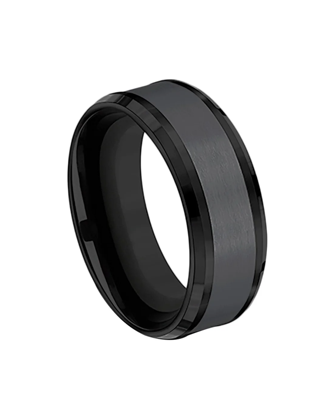 Gentlemen's Beveled Edge Comfort Fit Band in Black Titanium - Image 2