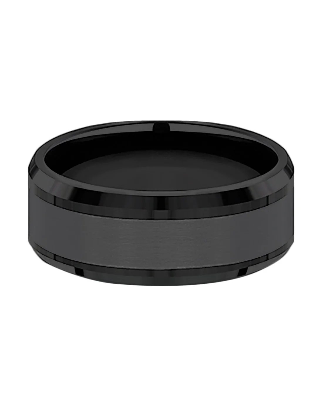 Gentlemen's Beveled Edge Comfort Fit Band in Black Titanium - Image 3