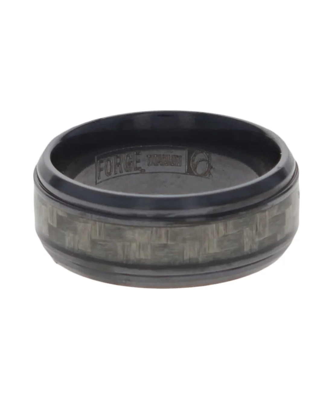 Gentlemen's Beveled Edge Comfort Fit Band in Black Titanium and Grey Carbon Fiber - Image 2