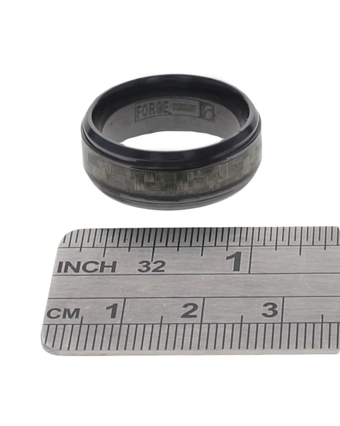 Gentlemen's Beveled Edge Comfort Fit Band in Black Titanium and Grey Carbon Fiber - Image 3