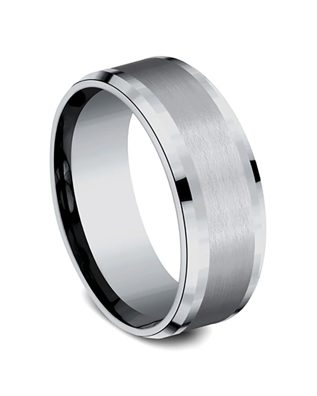 Gentlemen's Beveled Edge Comfort Fit Band in Grey Titanium - Image 2