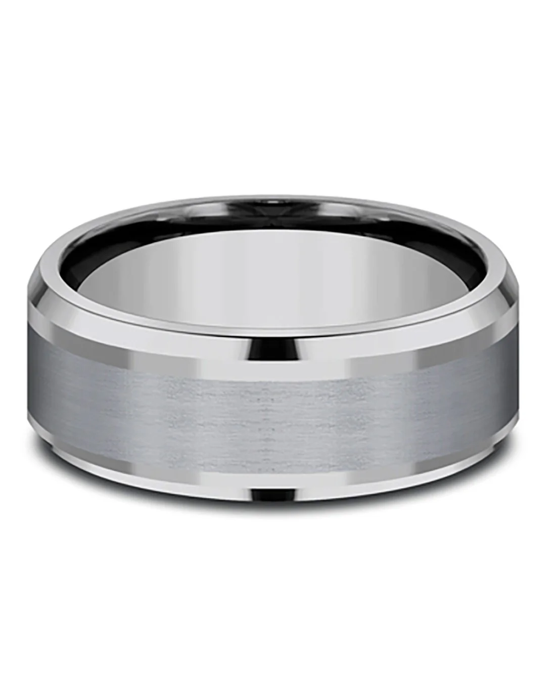 Gentlemen's Beveled Edge Comfort Fit Band in Grey Titanium - Image 3