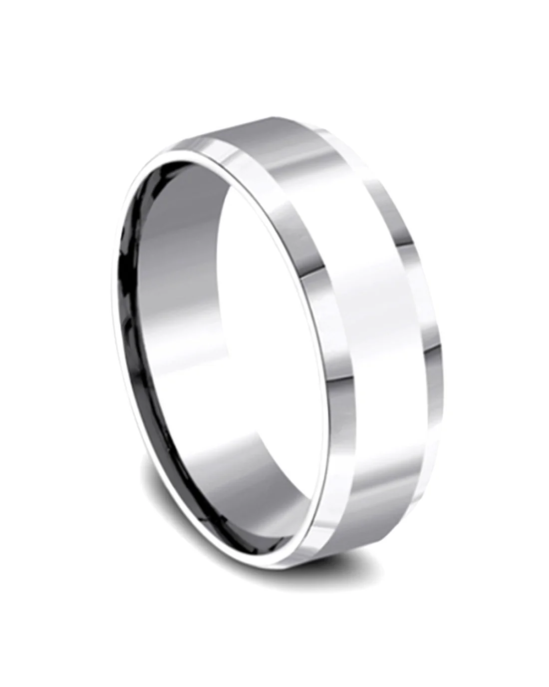 Gentlemen's Beveled Edge Comfort Fit Band in Tungsten - Image 2