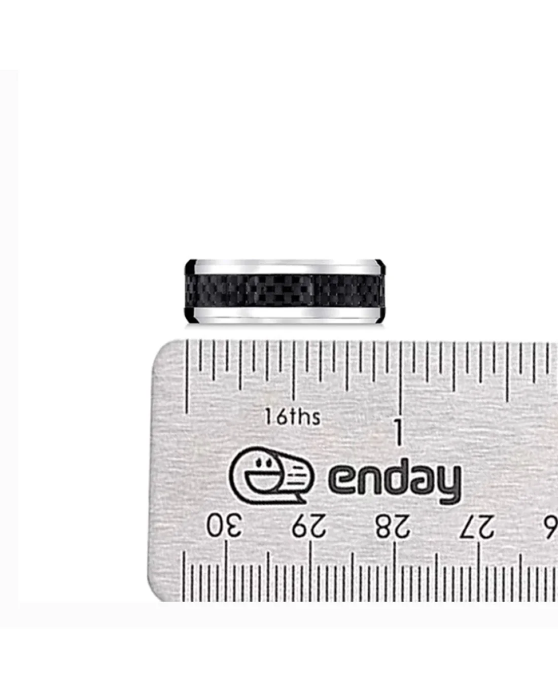 Gentlemen's Black Carbon Fiber Beveled Edge Comfort Fit Band in Tungsten - Image 3