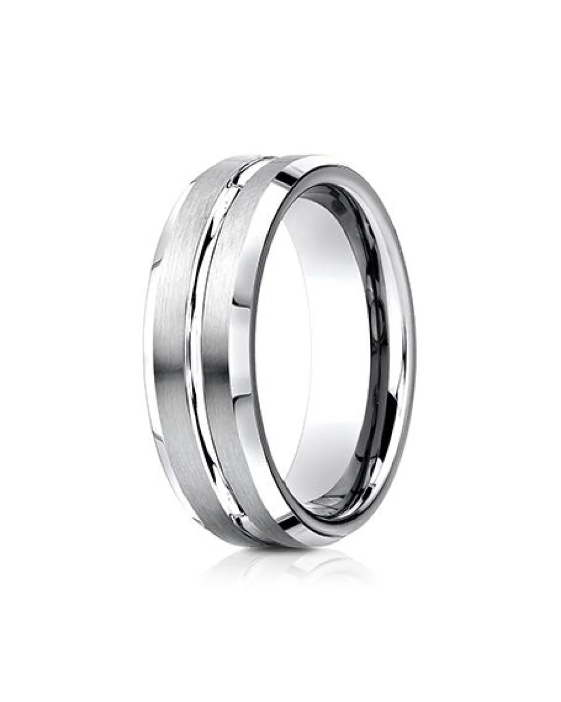 Gentlemen's Center Cut Beveled Edge Comfort Fit Band in Tungsten - Image 2