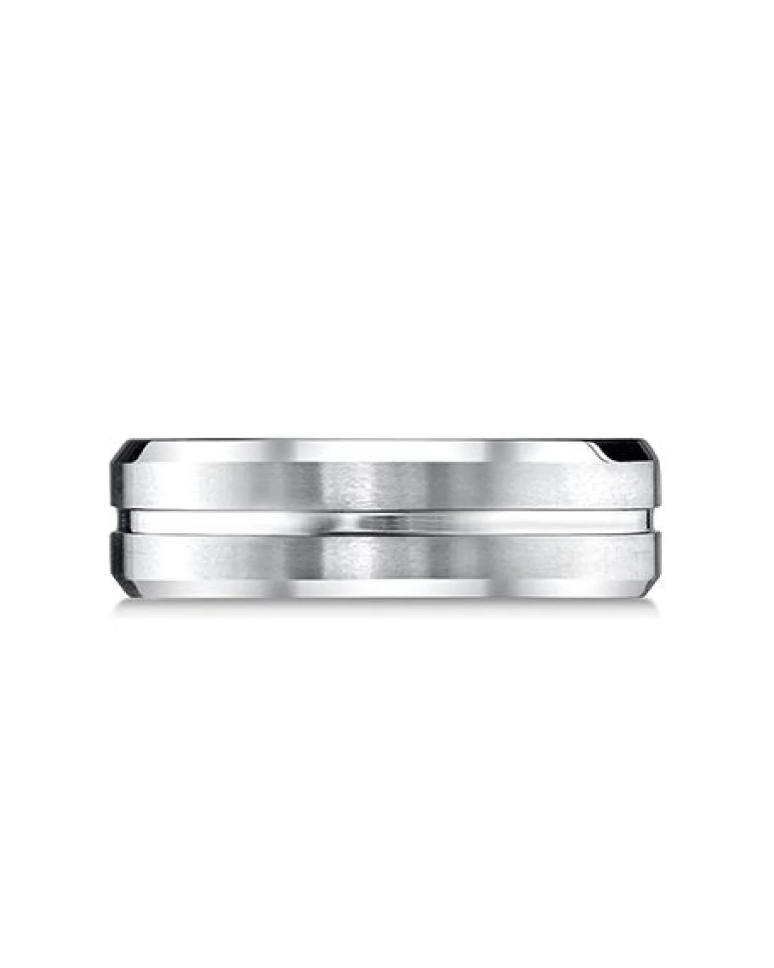 Gentlemen's Center Cut Beveled Edge Comfort Fit Band in Tungsten - Image 3