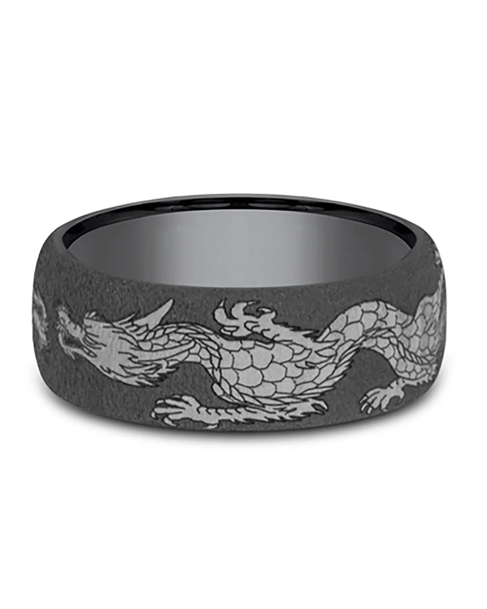 Gentlemen's Chinese Dragon European Comfort Fit Band in Darkened Tantalum - Image 3