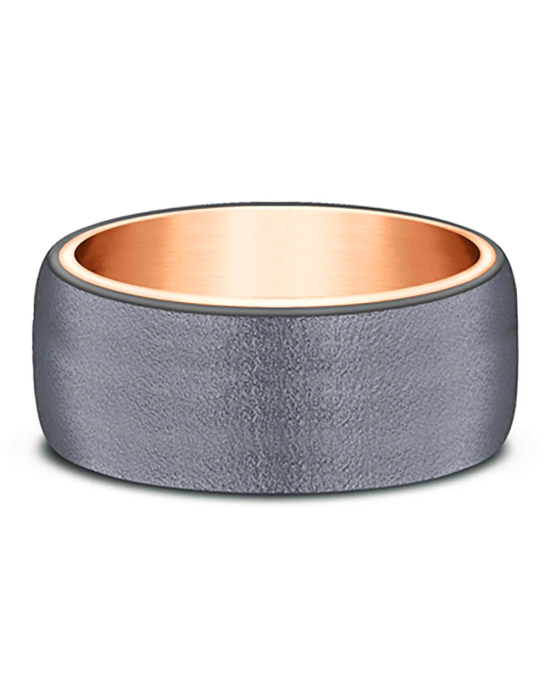 Gentlemen's Comfort Fit Band in Rose Gold and Darkened Grey Tantalum - Image 2