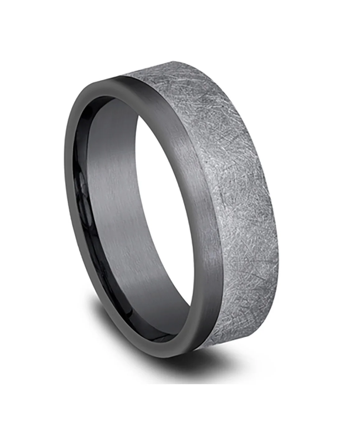 Gentlemen's Comfort Fit Band in White Gold and Grey Tantalum - Image 3
