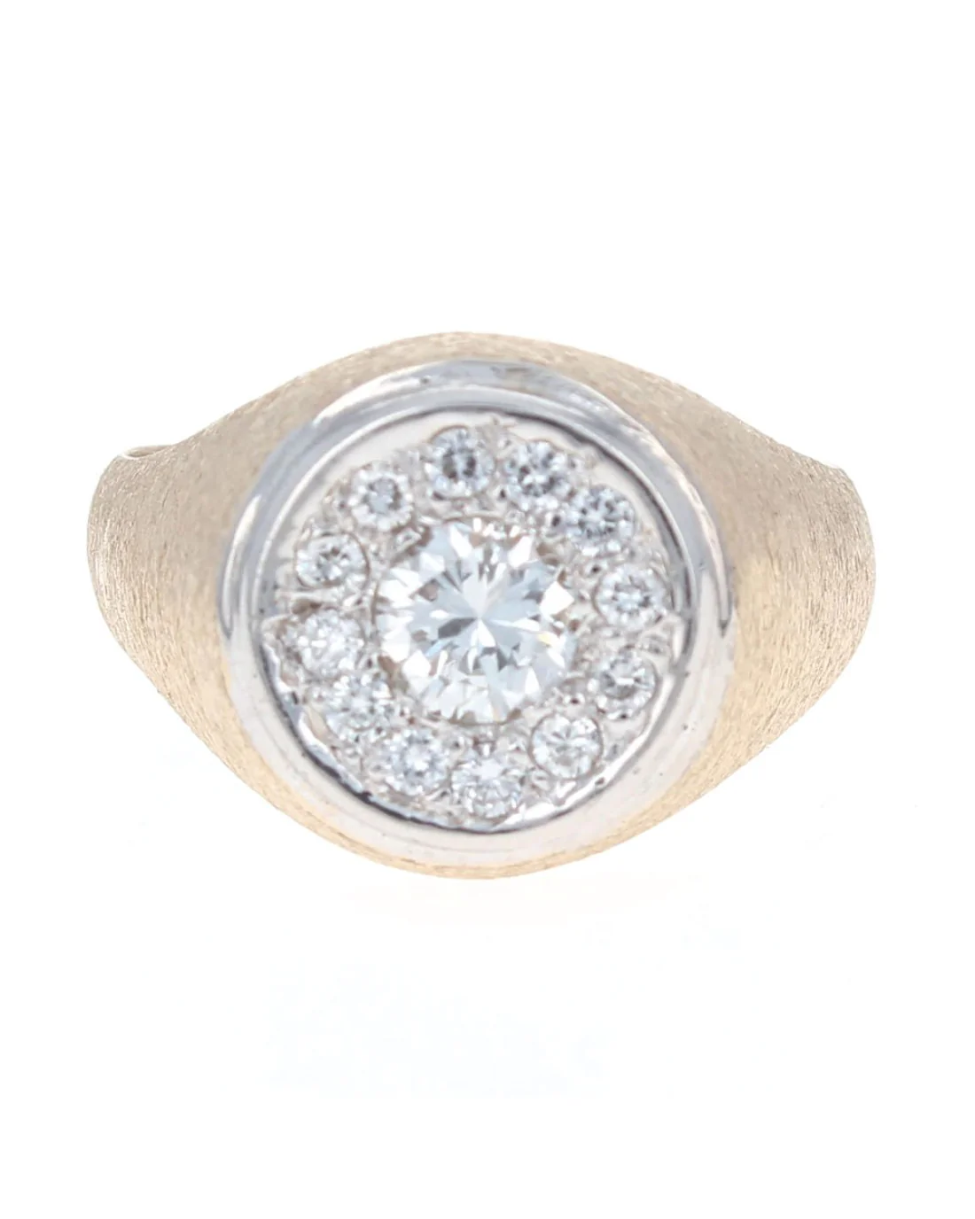 Gentlemen's Diamond Halo Ring in White and Yellow Gold - Image 2