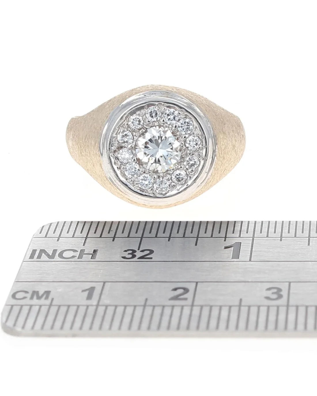Gentlemen's Diamond Halo Ring in White and Yellow Gold - Image 3