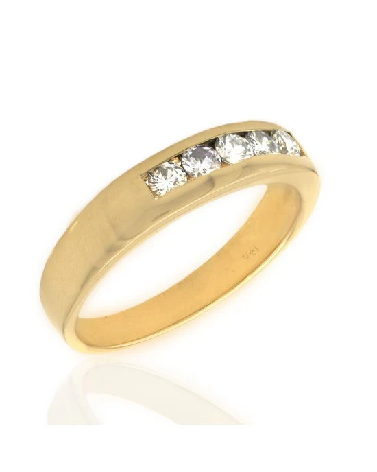 Gentlemen's Diamond Tapered Ring in Yellow Gold