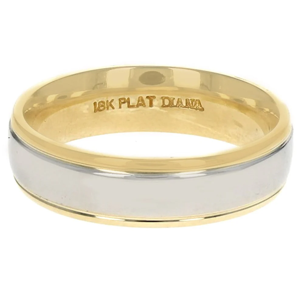 Gentlemen's Fluted Comfort Fit Band in Platinum and Yellow Gold - Image 2