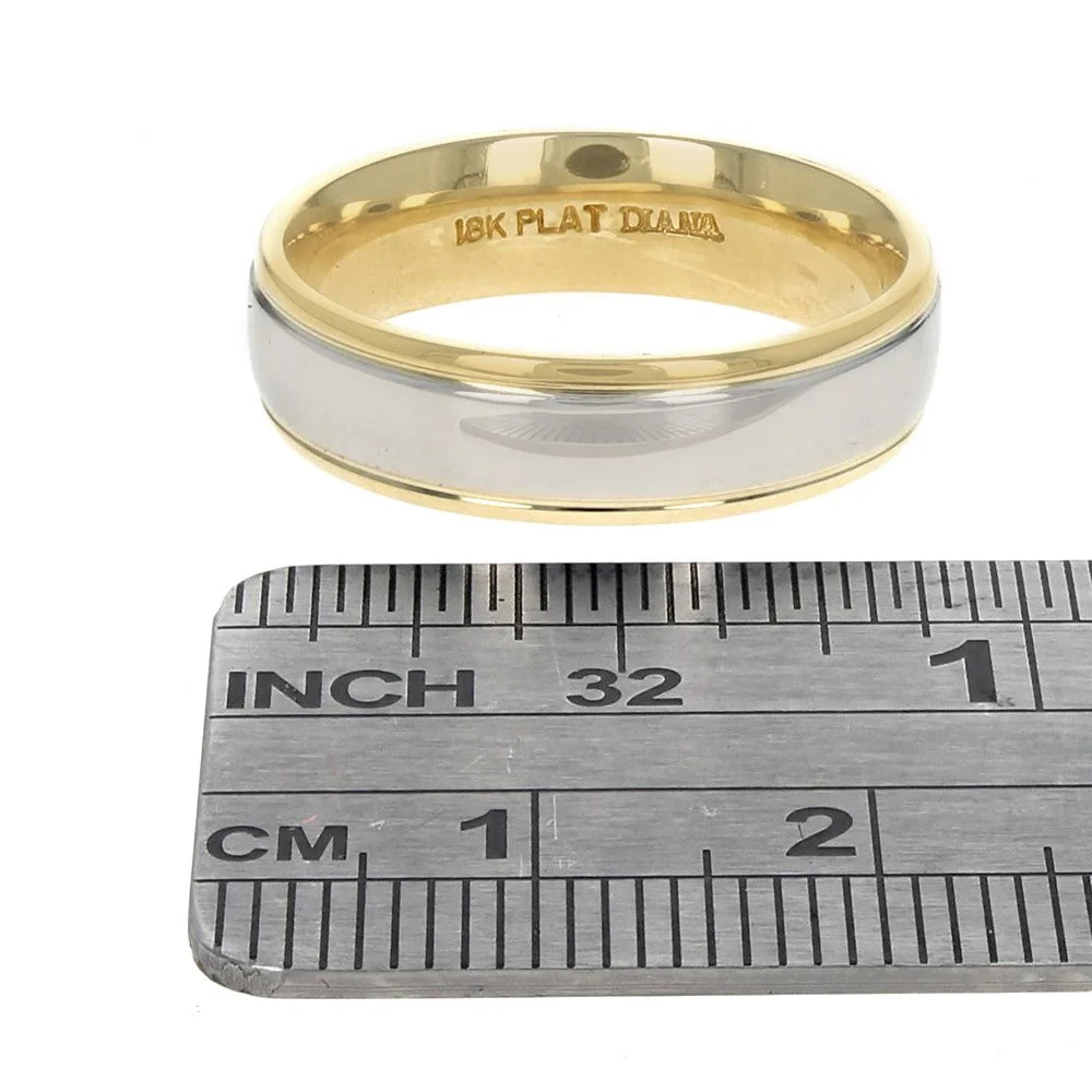 Gentlemen's Fluted Comfort Fit Band in Platinum and Yellow Gold - Image 3