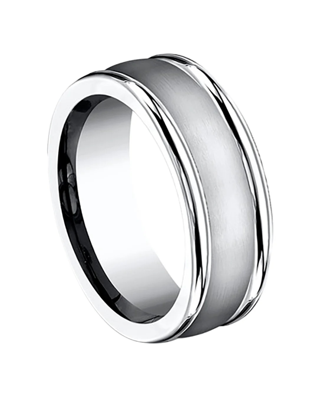 Gentlemen's Fluted Edge Comfort Fit Band in White Cobalt - Image 2