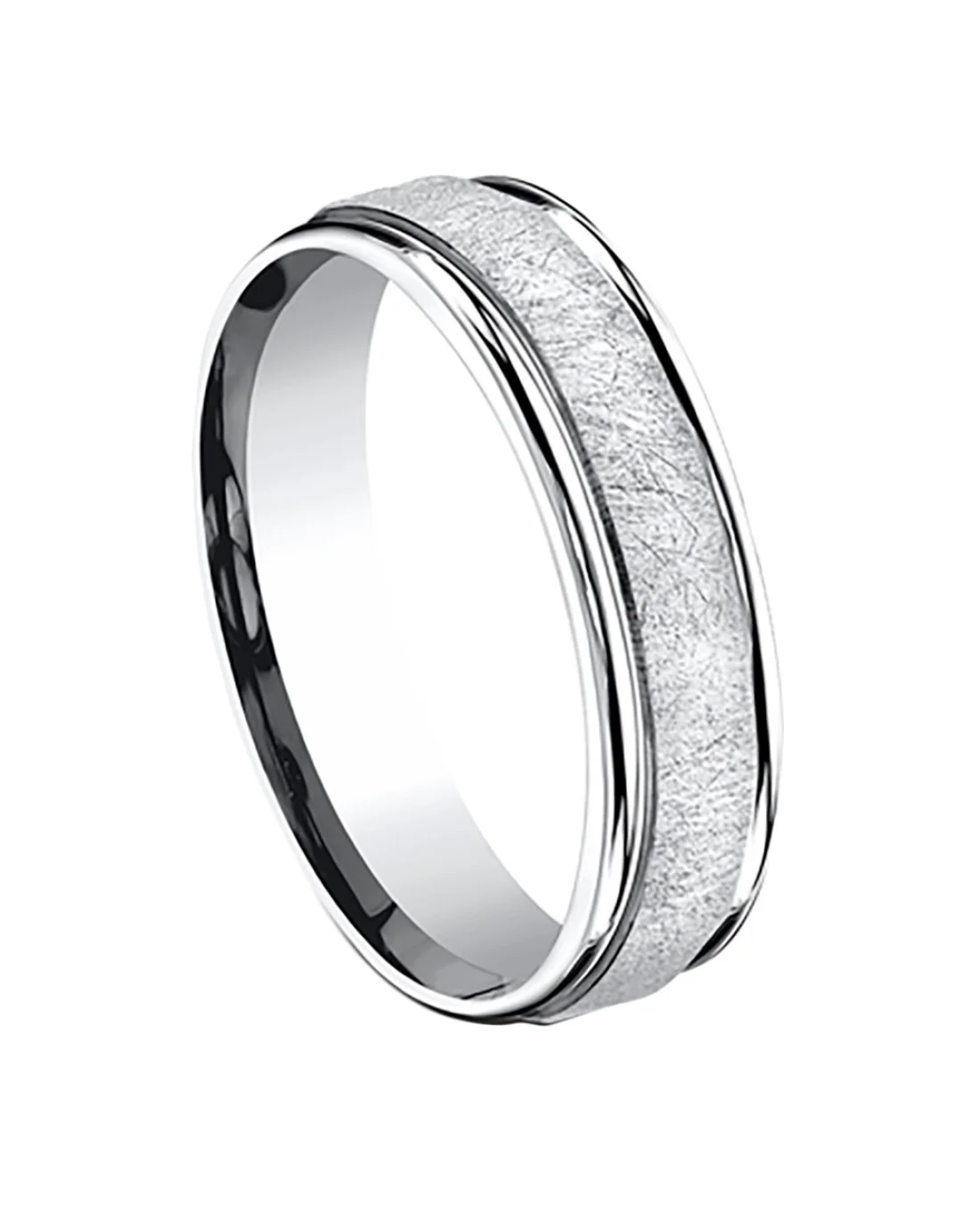 Gentlemen's Fluted Edge Comfort Fit Band in White Cobalt - Image 2