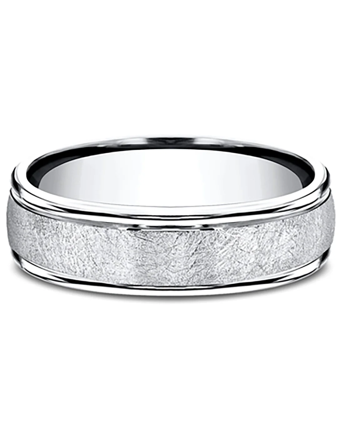 Gentlemen's Fluted Edge Comfort Fit Band in White Cobalt - Image 3