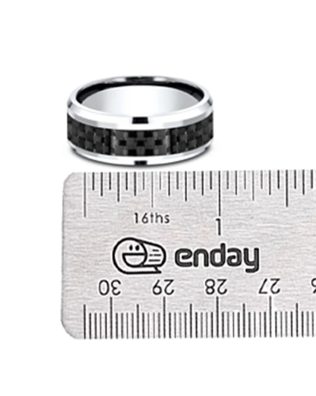 Gentlemen's Gray Carbon Fiber Beveled Edge Comfort Fit Band in White Cobalt - Image 2