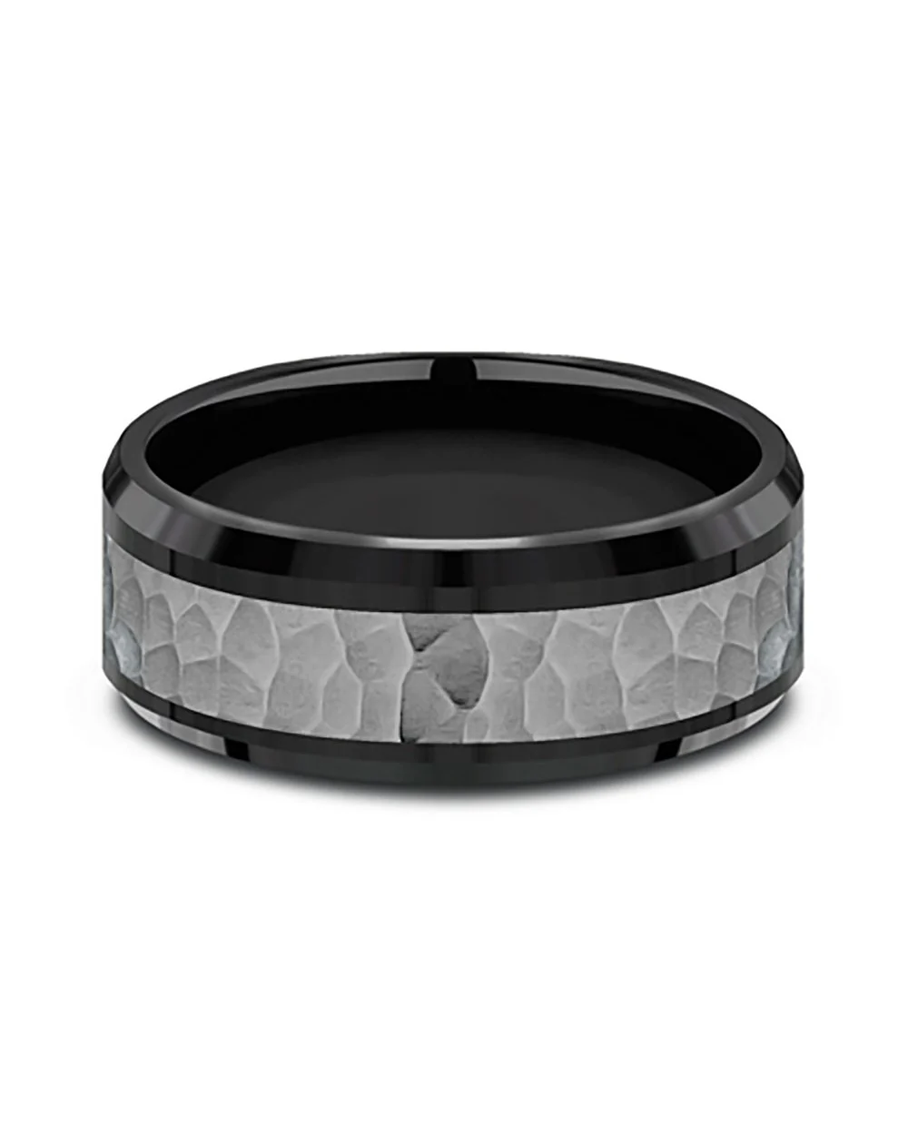 Gentlemen's Hammered Center Comfort Fit Band in Titanium and Tantalum - Image 2