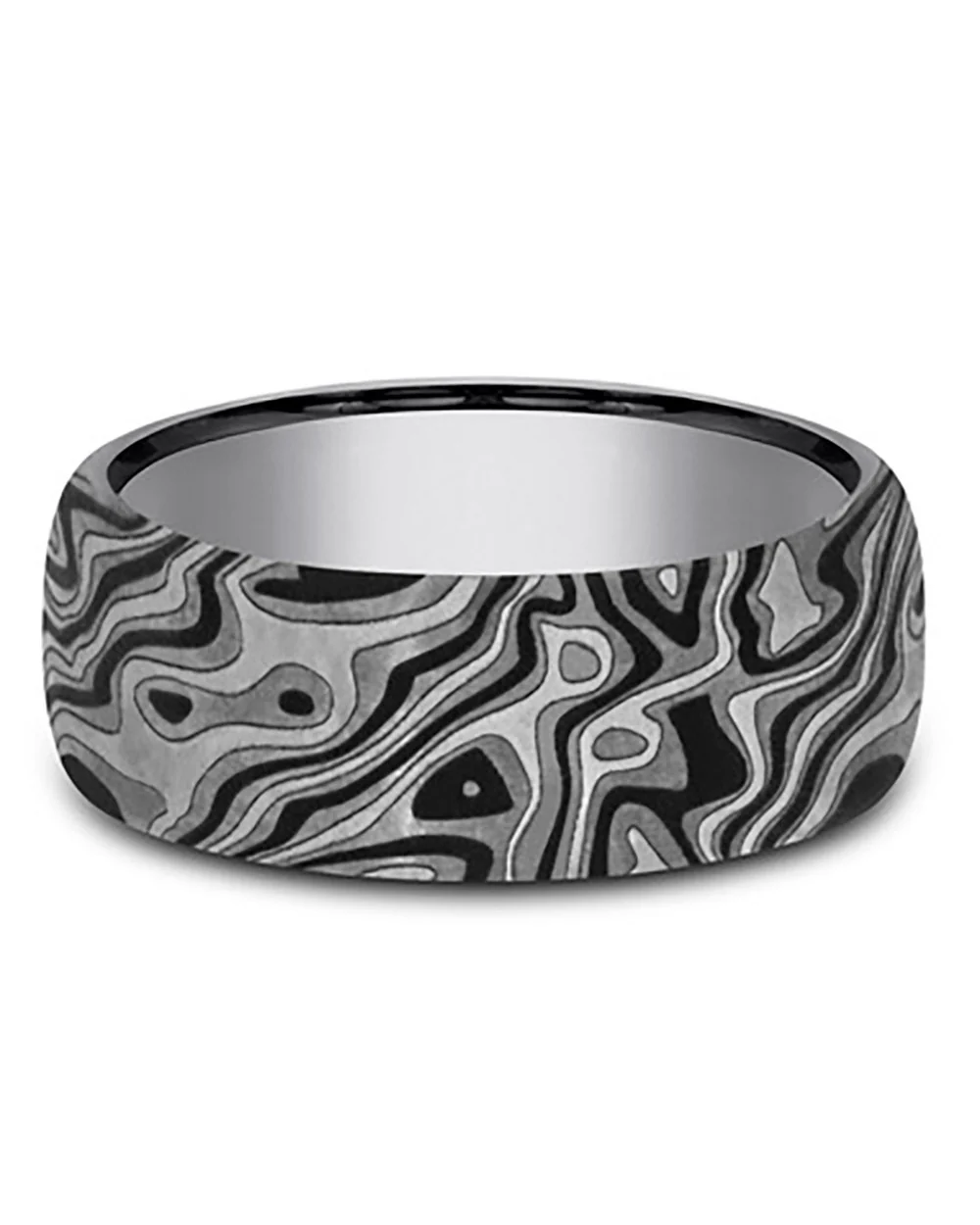 Gentlemen's Mokume Pattern European Comfort Fit Band in Grey Tantalum - Image 2