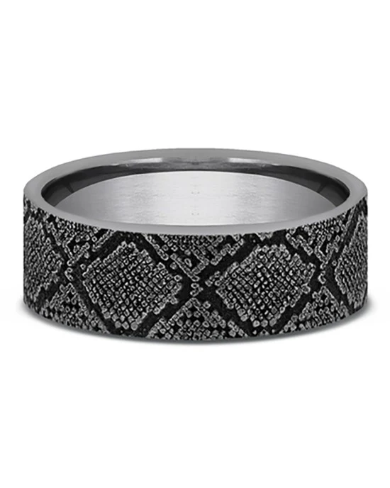 Gentlemen's Snakeskin Pattern Comfort Fit Band in Grey Tantalum - Image 2
