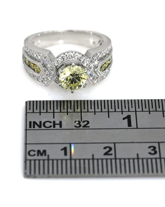 GIA Certified 1.02 Fancy Yellow Round Brilliant Cut Diamond Solitaire Ring in 14KW - Image 3