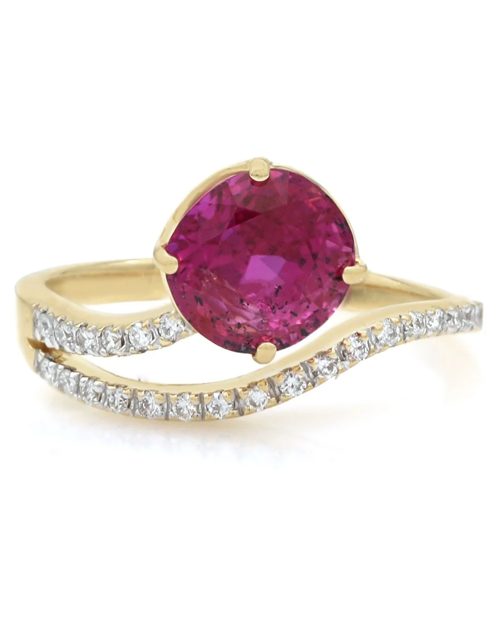 GIA Certified 3.09ct Unheated Purplish Pink Sapphire Ring in 18KY - Image 2