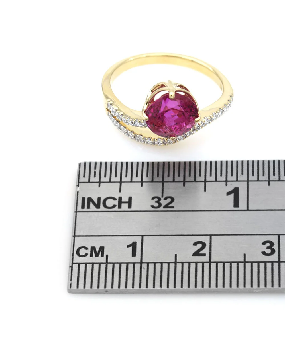 GIA Certified 3.09ct Unheated Purplish Pink Sapphire Ring in 18KY - Image 3