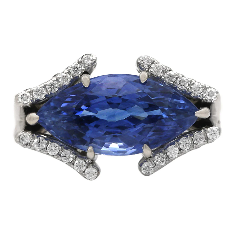 GIA Certified Blue Sapphire Ring in 18KW - Image 2