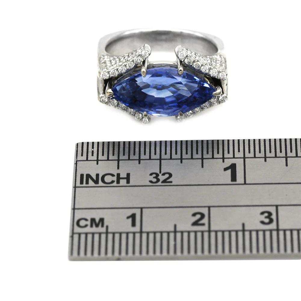 GIA Certified Blue Sapphire Ring in 18KW - Image 3
