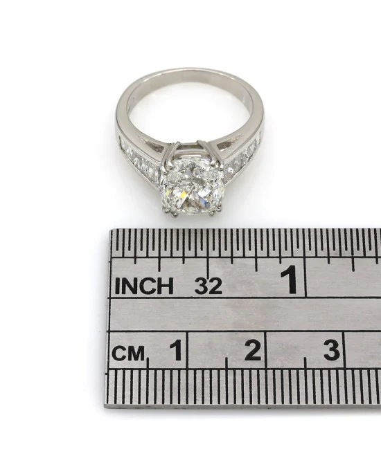 GIA Certified Cushion Cut Diamond & Tycoon Cut Baguette Engagement Ring in Platinum - Image 3