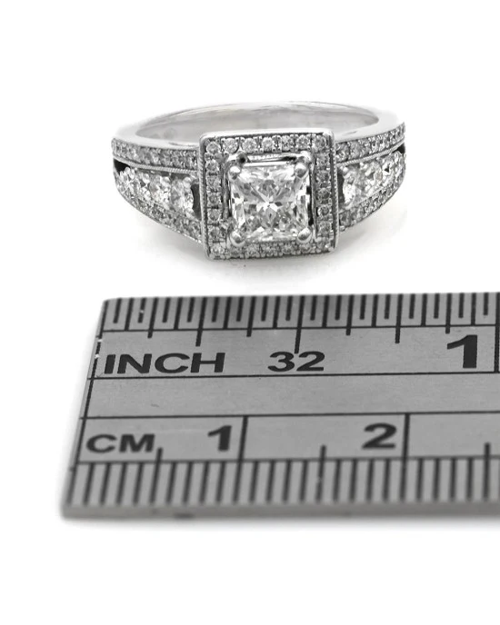 GIA Certified Diamond Pave Halo Ring in White Gold - Image 3