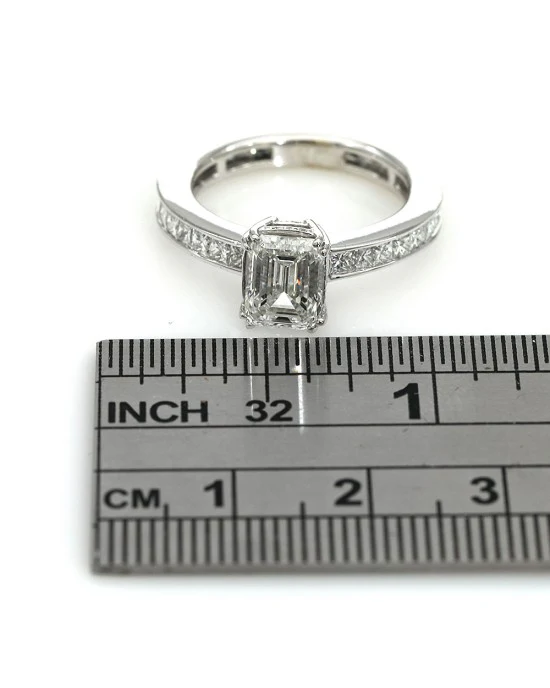 GIA Certified Emerald Cut Diamond Solitaire Ring in 18KW - Image 3