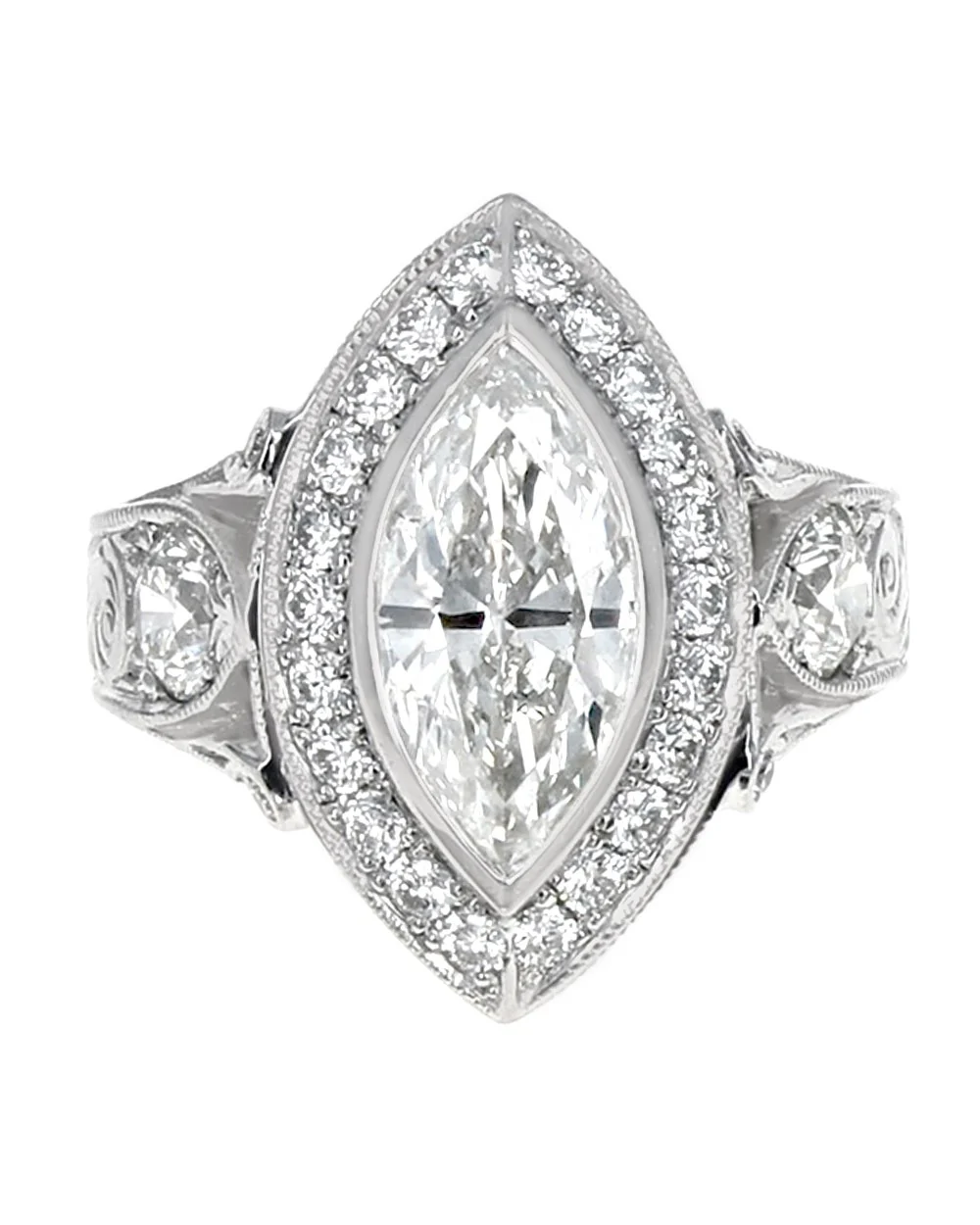 GIA Certified Marquise Cut Diamond Solitaire Ring in Platinum - Image 2