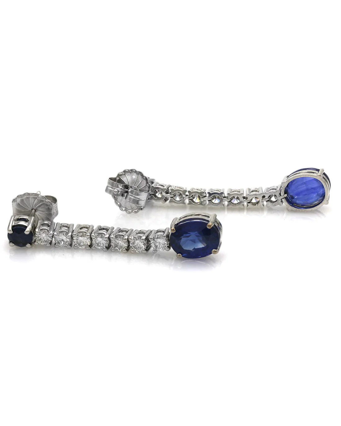 GIA Certified Oval Cut Blue Sapphire and diamond earrings in 18KW - Image 2