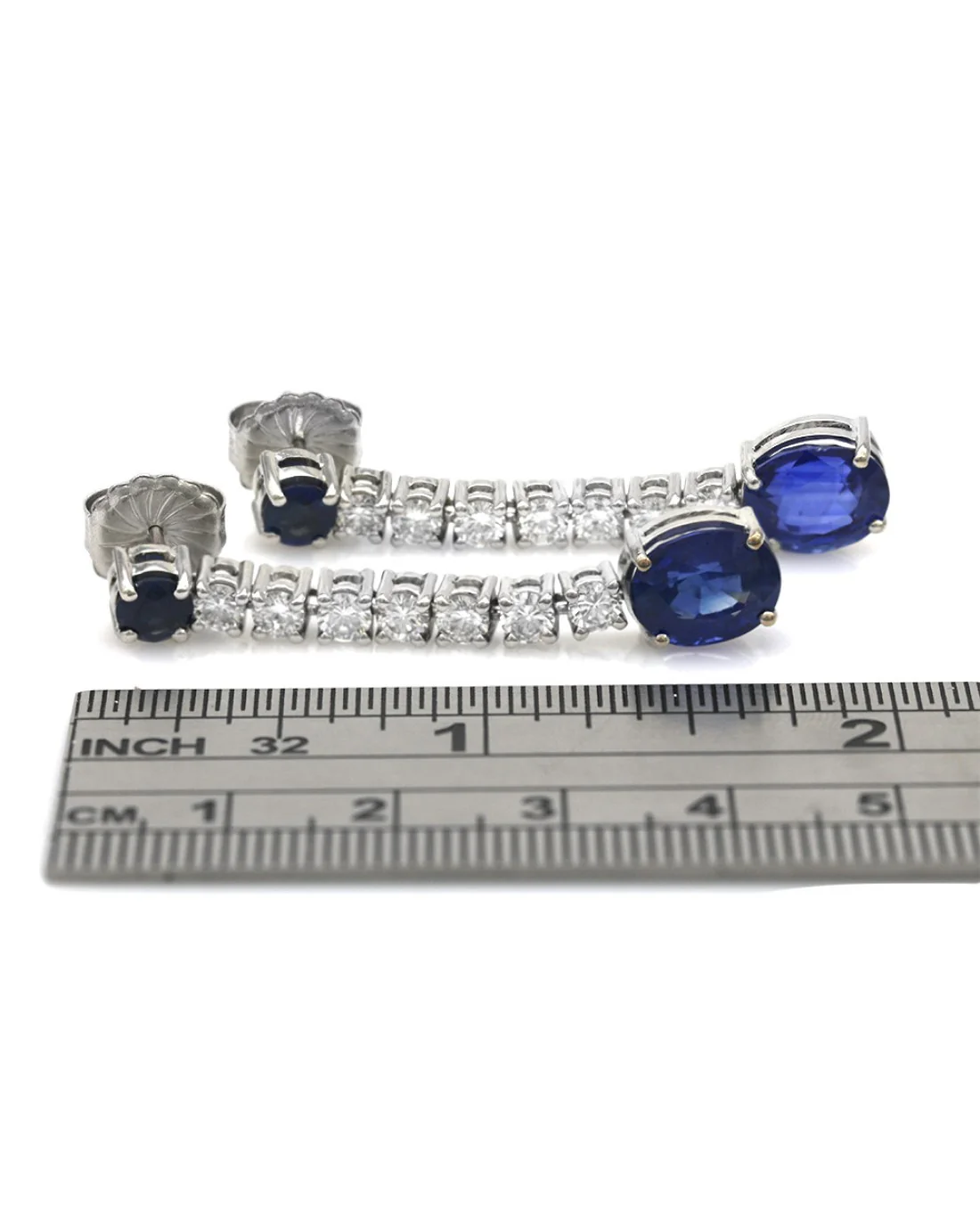 GIA Certified Oval Cut Blue Sapphire and diamond earrings in 18KW - Image 3