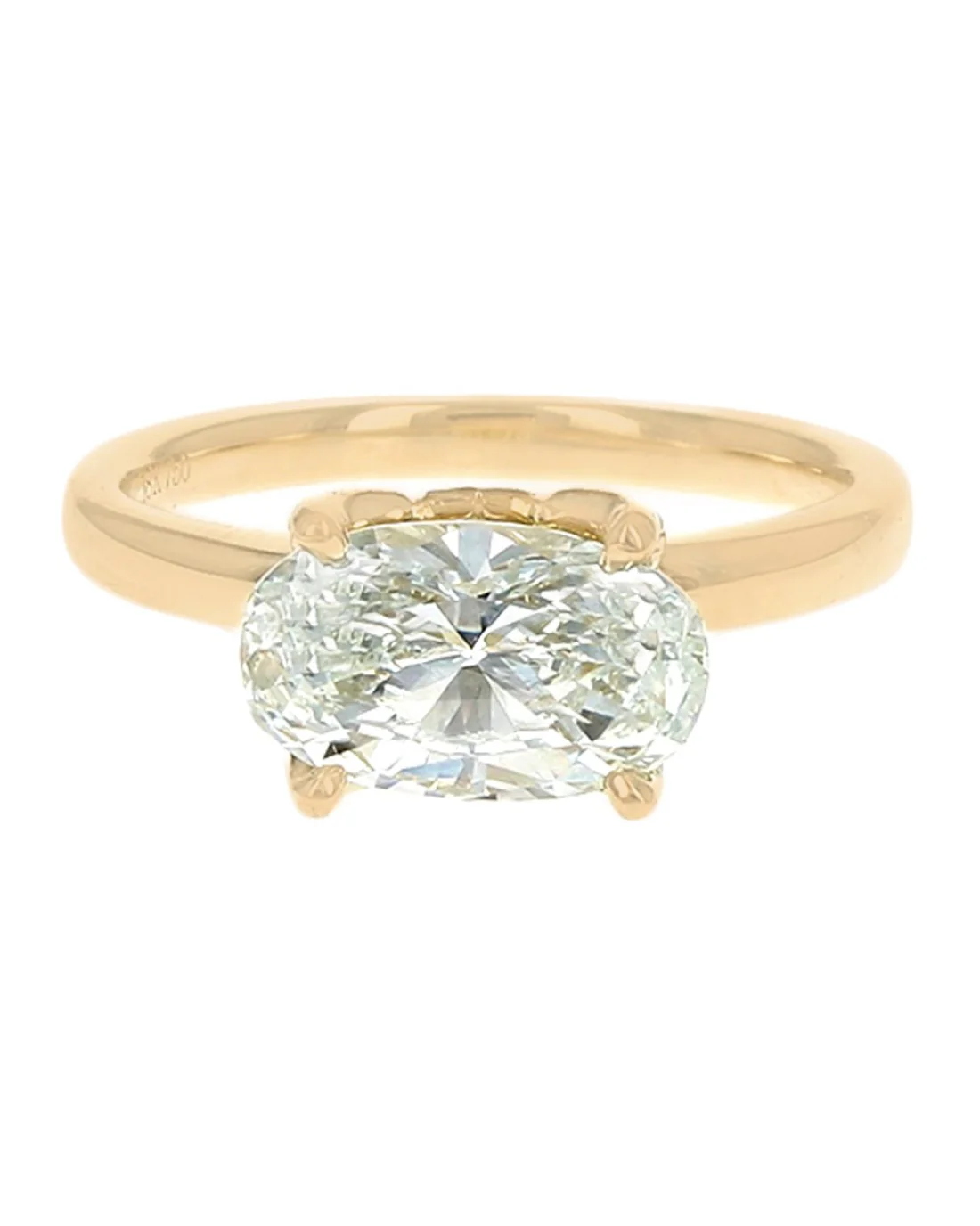 GIA Certified Oval Cut Diamond Solitaire Ring in 18KY - Image 2