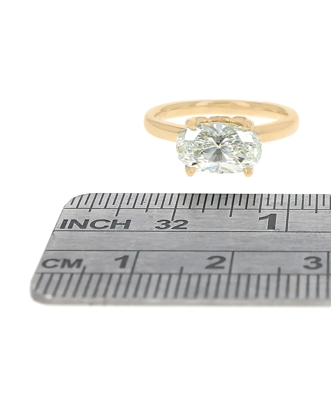 GIA Certified Oval Cut Diamond Solitaire Ring in 18KY - Image 3