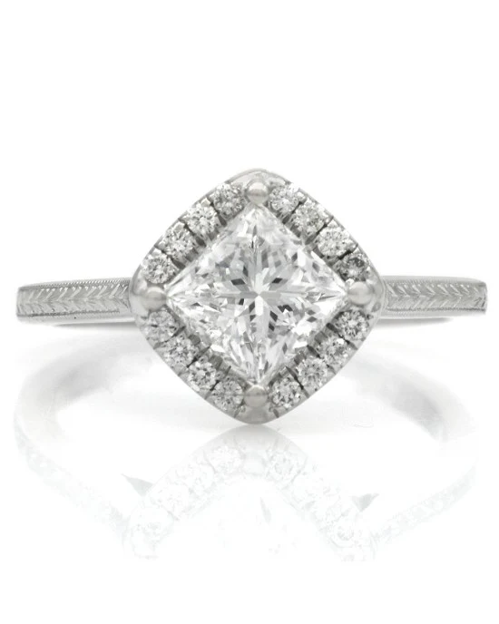 GIA Certified Princess Cut Diamond Solitaire Ring in 14KW - Image 2