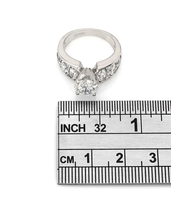 GIA Certified Round Brilliant Cut Diamond Engagement Ring in Platinum - Image 3