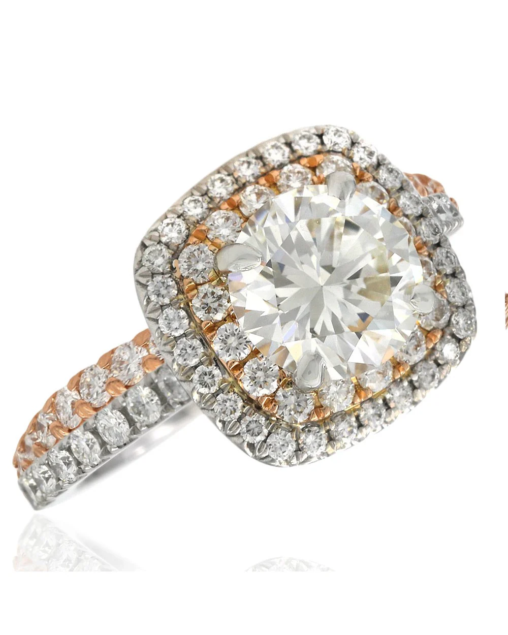 GIA Certified Round Brilliant Cut Diamond Engagement Ring Set in 18KW/R