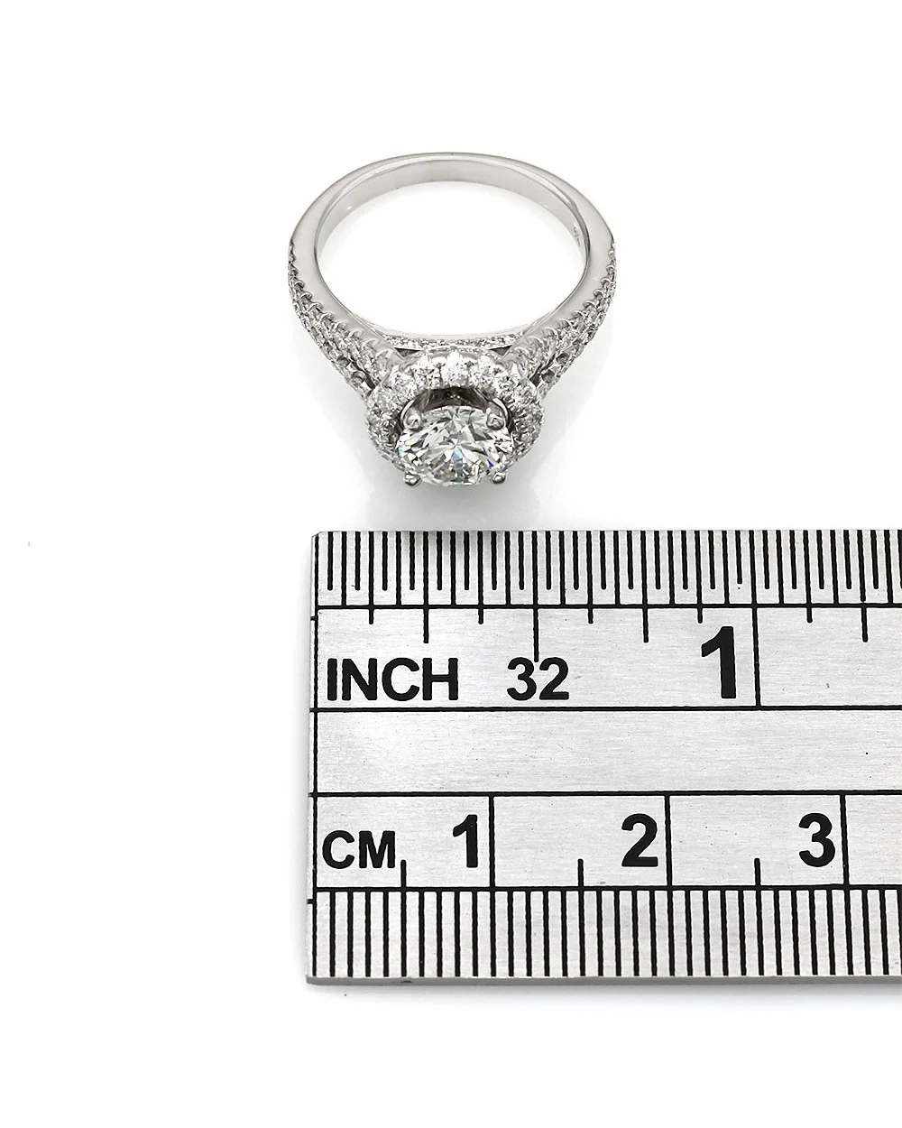 GIA Certified Round Brilliant Cut Diamond Halo Solitaire Ring in 14KW - Image 3