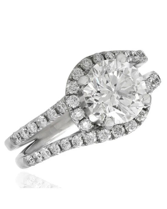 GIA Certified Round Brilliant Cut Diamond Solitaire Ring in 14KW