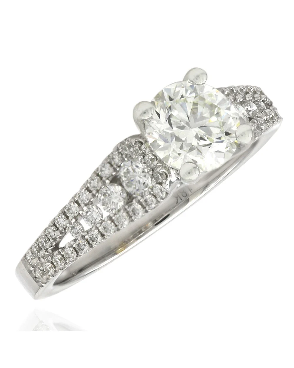 GIA Certified Round Brilliant Cut Diamond Solitaire Ring in 18KW